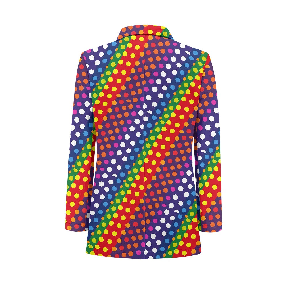 LGBTQ-Friendly Rainbow Polka Dot Ladies Casual Blazer by Luxtrini