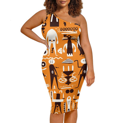 Discover Elegance: Luxtrini's One-Shoulder Slim Dress - Abstract