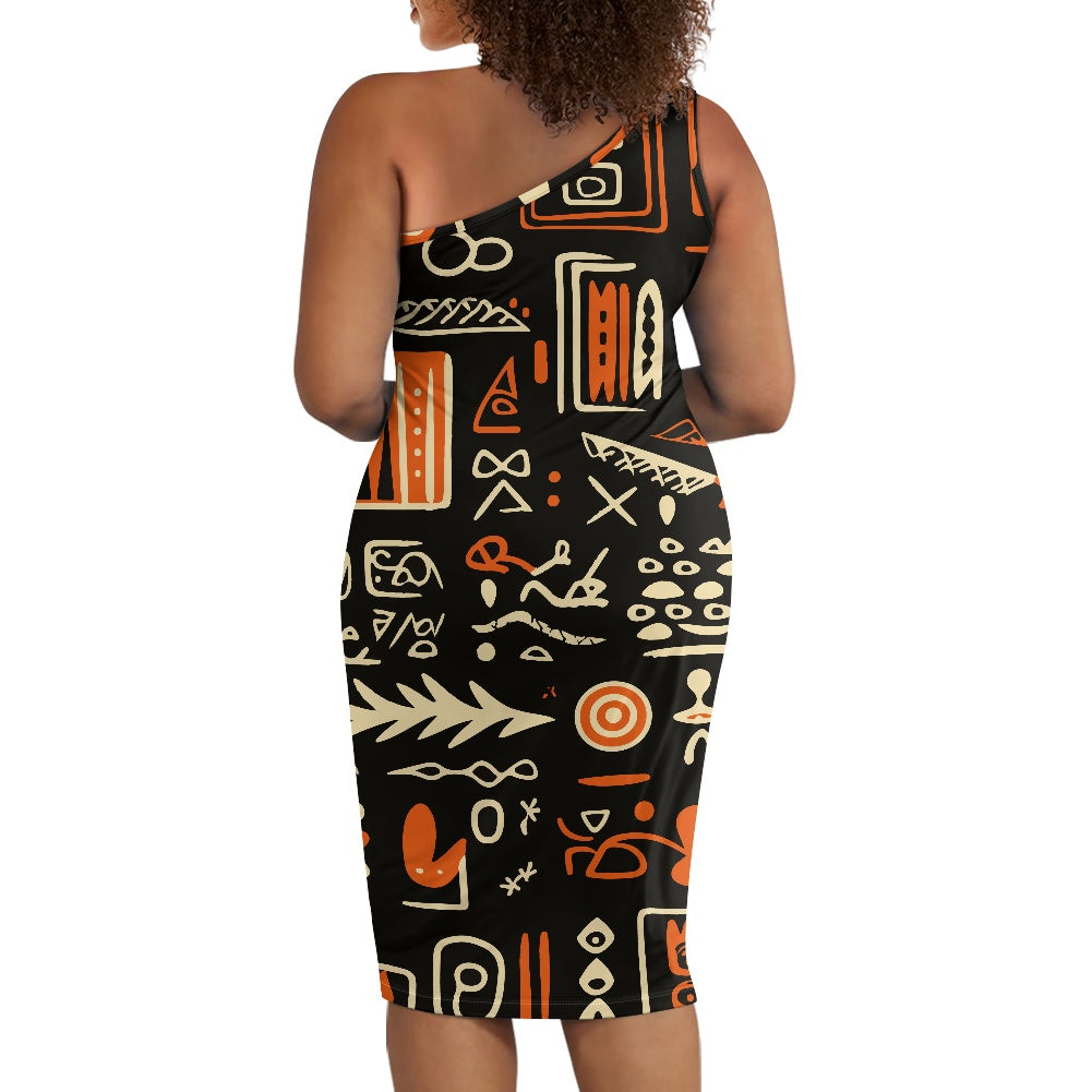 Discover Elegance: Luxtrini's One-Shoulder Slim Dress - Ethnic