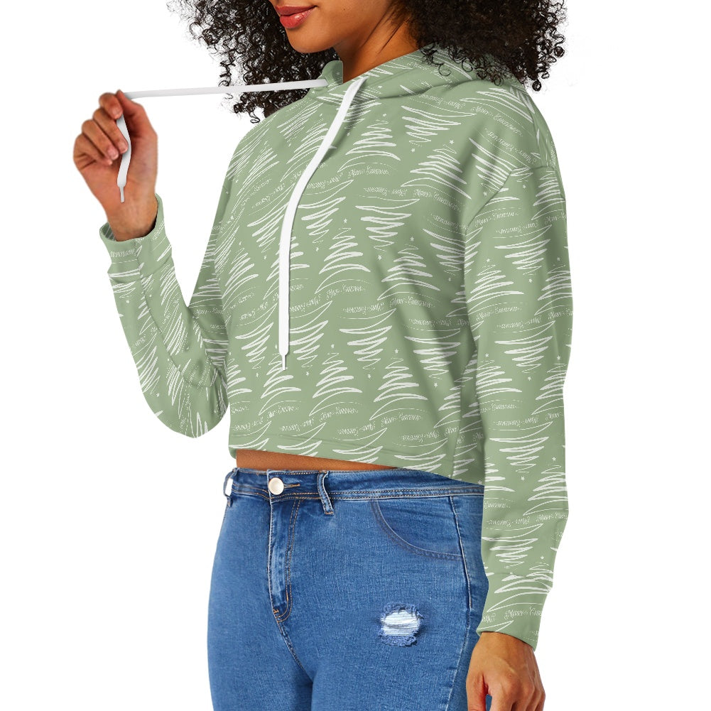 Women's midriff-baring sweatshirt - Xmas Trees