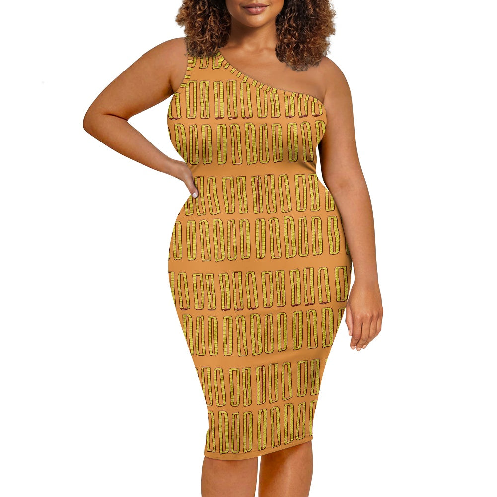 Discover Elegance: Luxtrini's One-Shoulder Slim Dress - Mudcloth