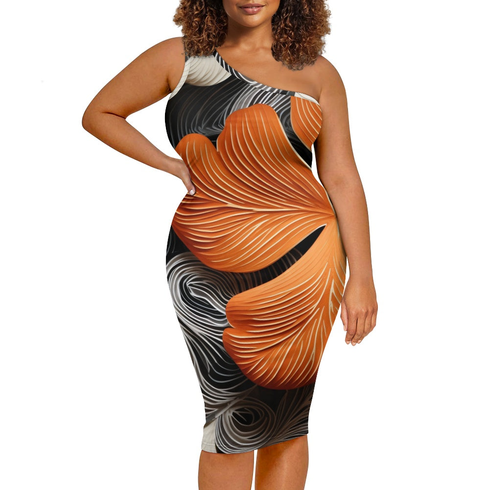 Discover Elegance: Luxtrini's One-Shoulder Slim Dress - Tropical Orange