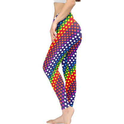 LGBTQ-Friendly Rainbow Polka Dot Long Yoga Pants by Luxtrini
