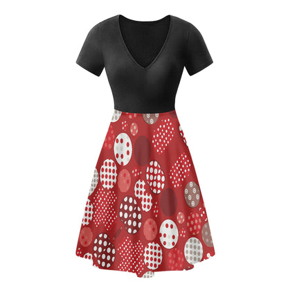 Women short Sleeve Ruffle Dress black