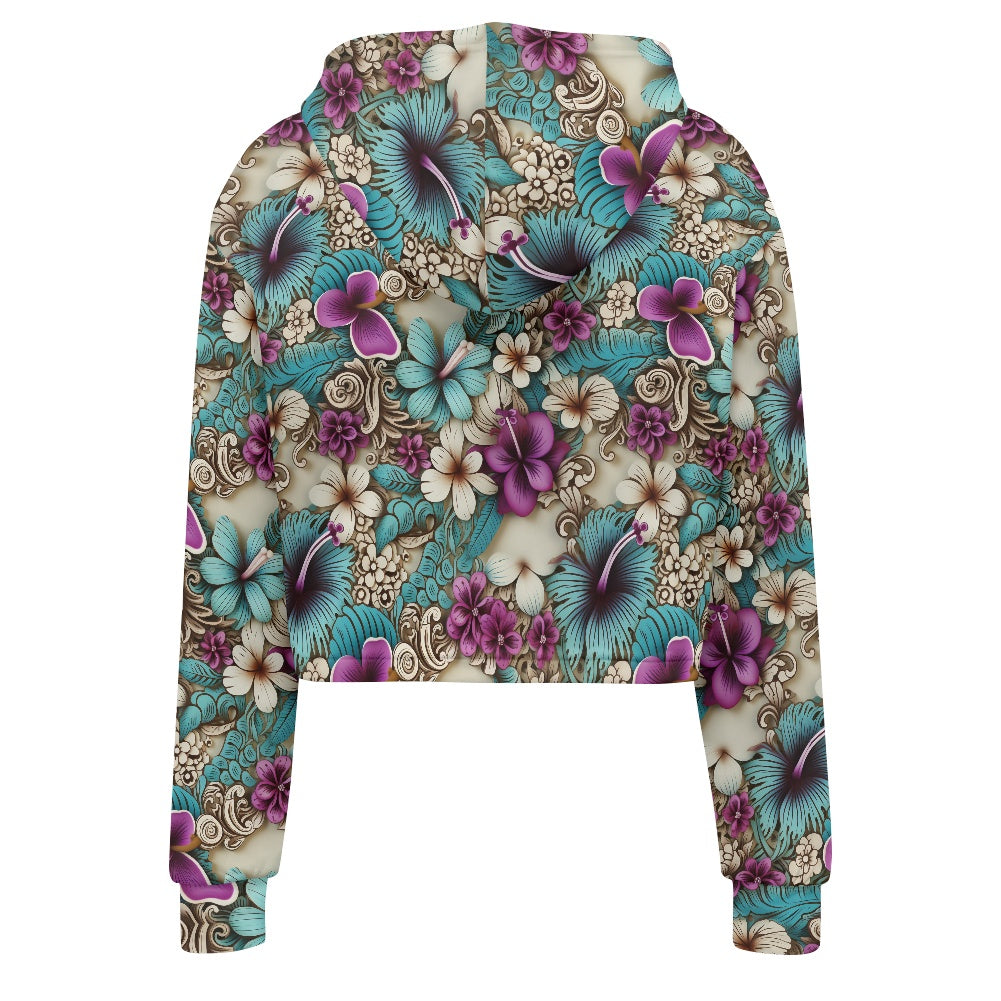 Women's midriff-baring sweatshirt - Floral