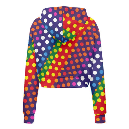 LGBTQ-Friendly Rainbow Polka Dot Women's Long Sleeve Short Hooded Sweatshirt by Luxtrini