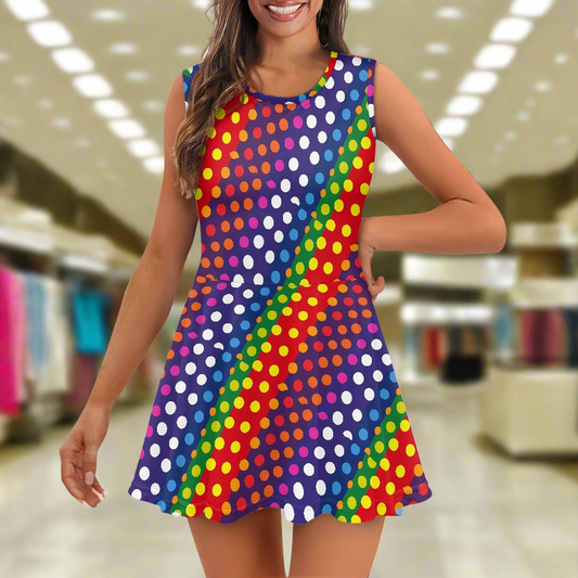 LGBTQ-Friendly Rainbow Polka Dot 
Cheerleaders Dress by Luxtrini