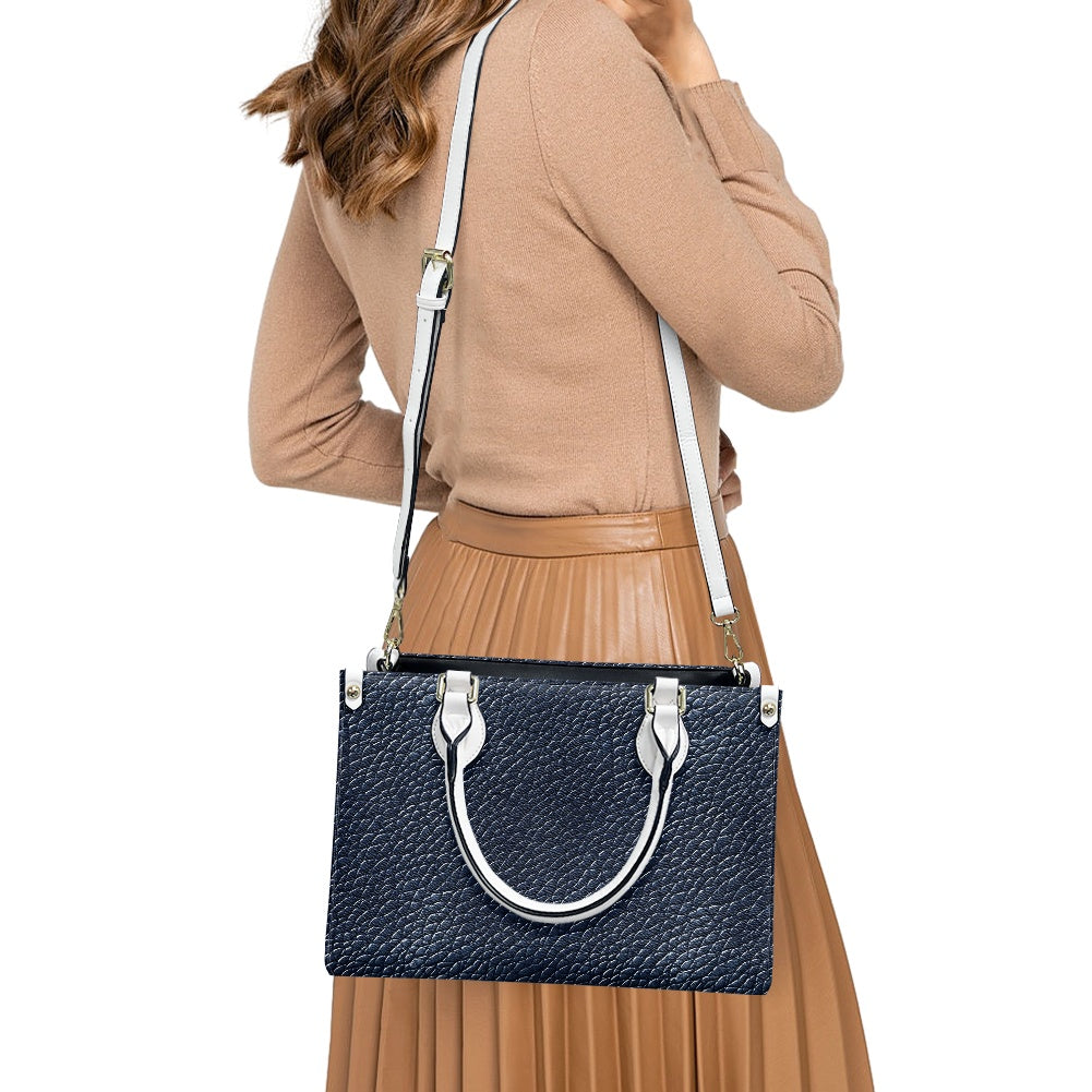 Navy Women's PU leather twill handbag