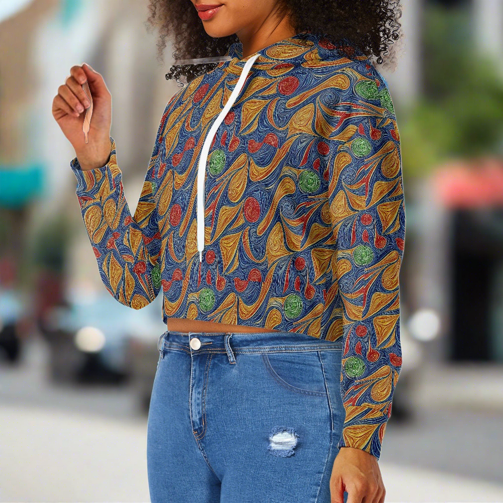 Women's midriff-baring sweatshirt - Abstract