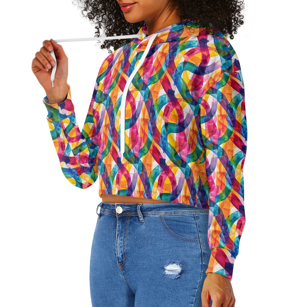 Women's midriff-baring sweatshirt - Rainbow
