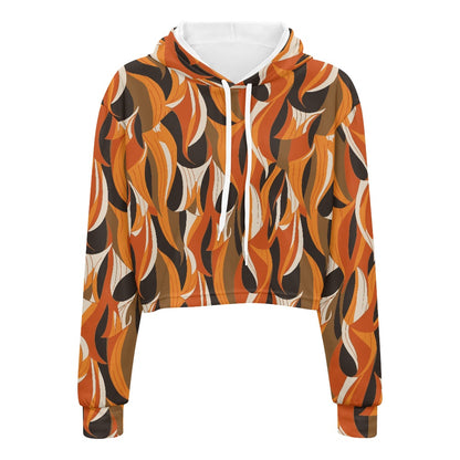 Women's midriff-baring sweatshirt - Ethnic white