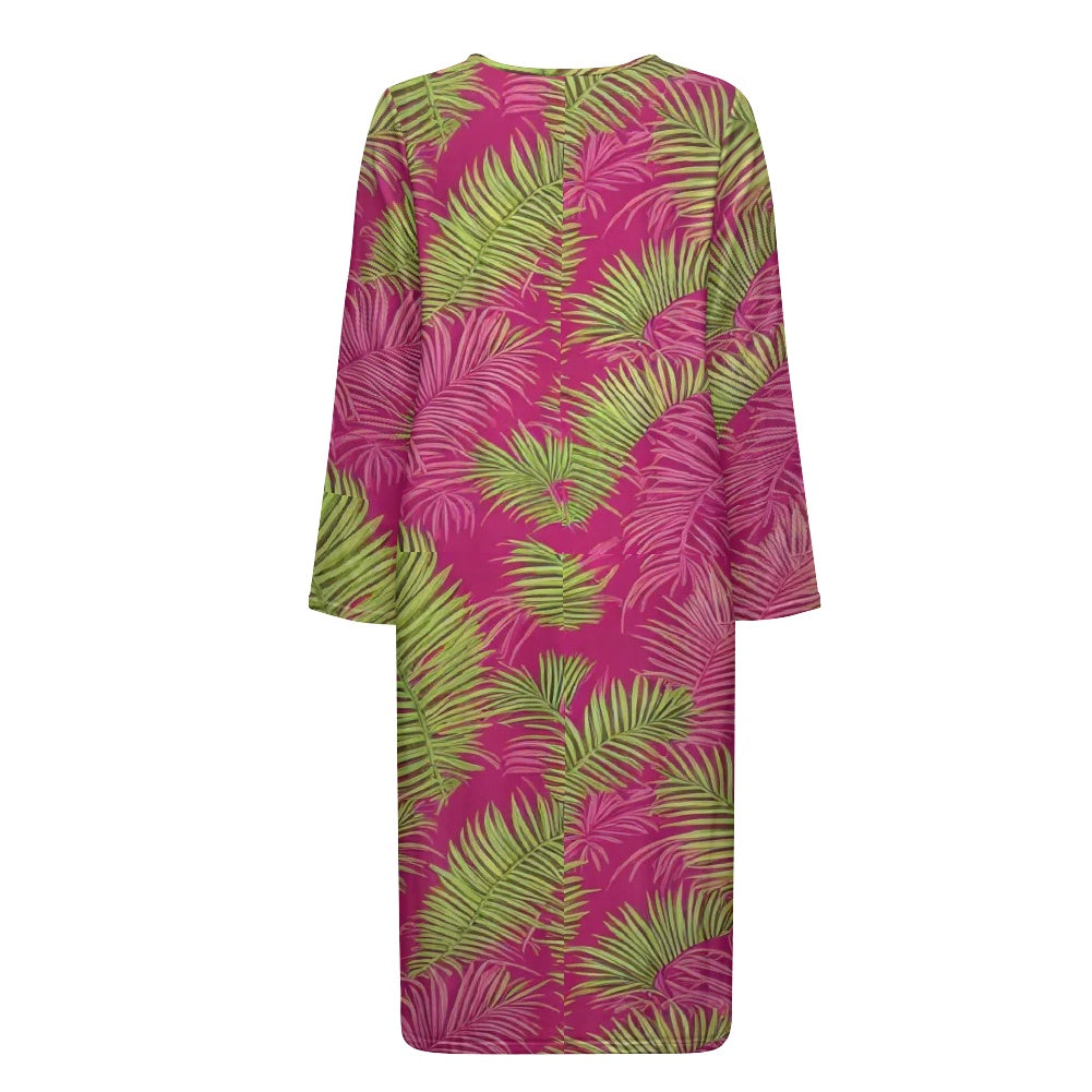 🌿 Tropical Serenity Zipper Nightdress – Luxuriously Soft Comfort