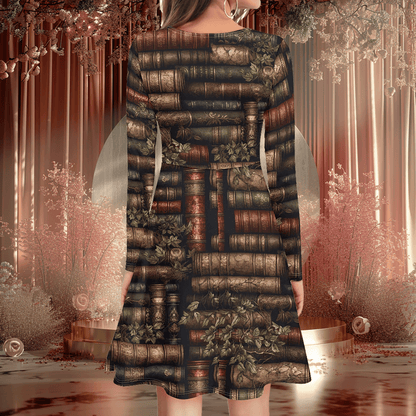 Embrace Sophistication with Luxtrini's Librarian V-Neck Long Sleeve Ruffle Dress