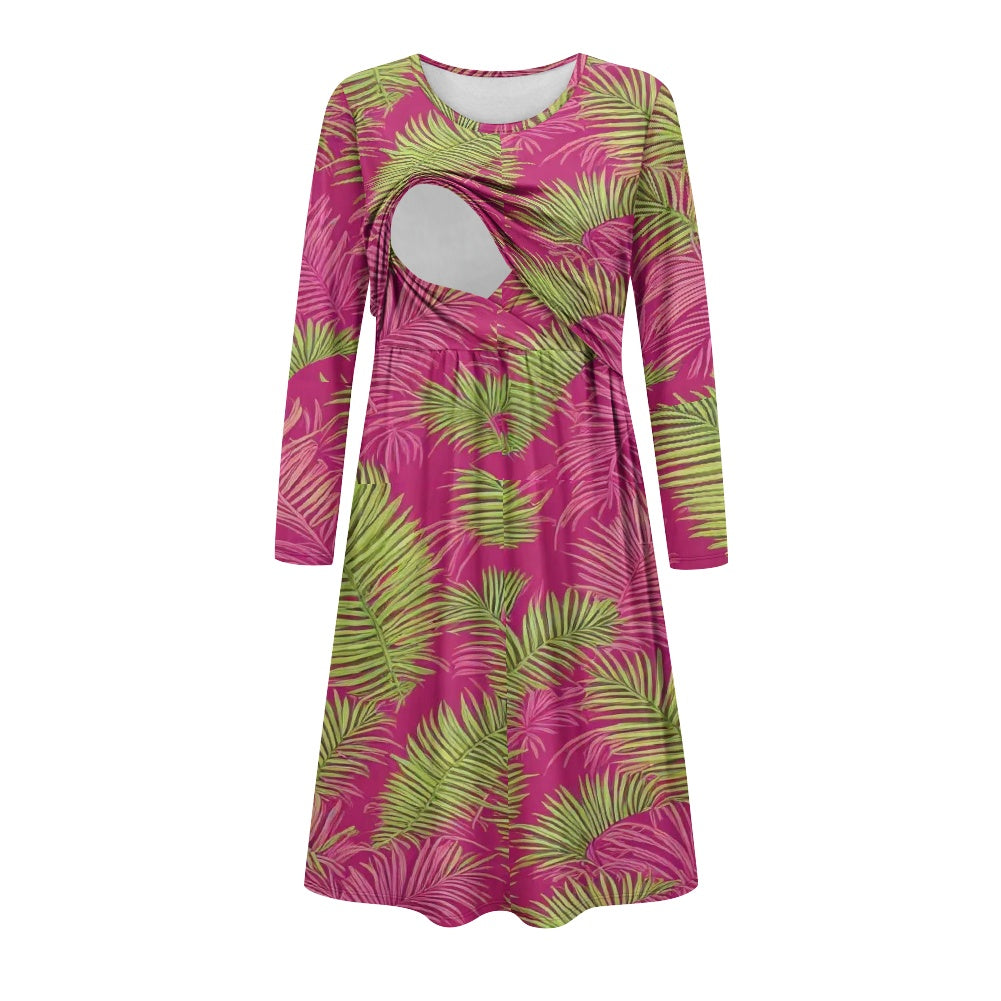 Long Sleeve Maternity Nursing Dress
