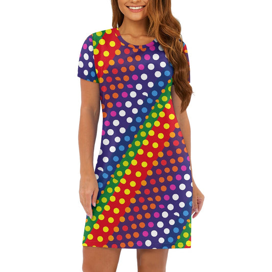 Women's Round Neck Short Sleeve Midi Skirt white