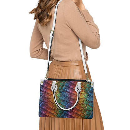 Alligator Rainbow Pride Women's PU leather twill handbag