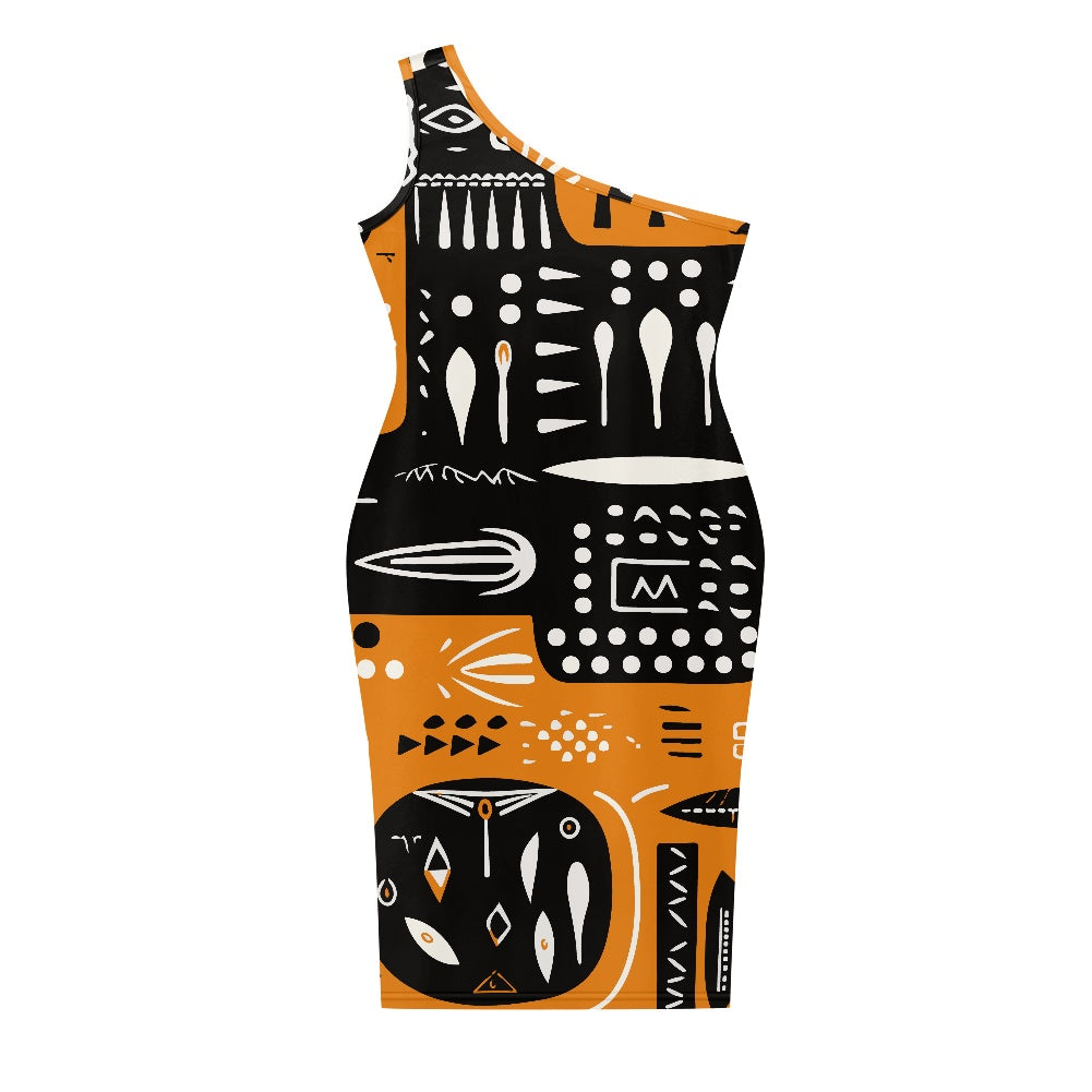 Discover Elegance: Luxtrini's One-Shoulder Slim Dress - Ethnic white