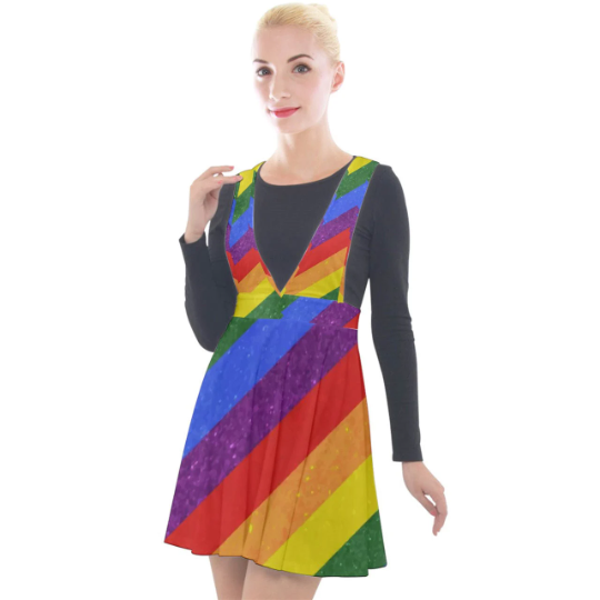 Rainbow Pride | Gay Pride | LGBTQ Pride | Plunge Pinafore Velour Dress