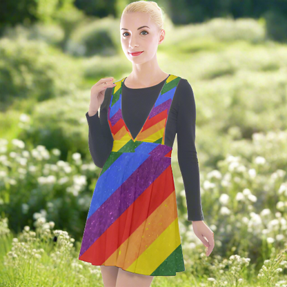 Rainbow Pride | Gay Pride | LGBTQ Pride | Plunge Pinafore Velour Dress