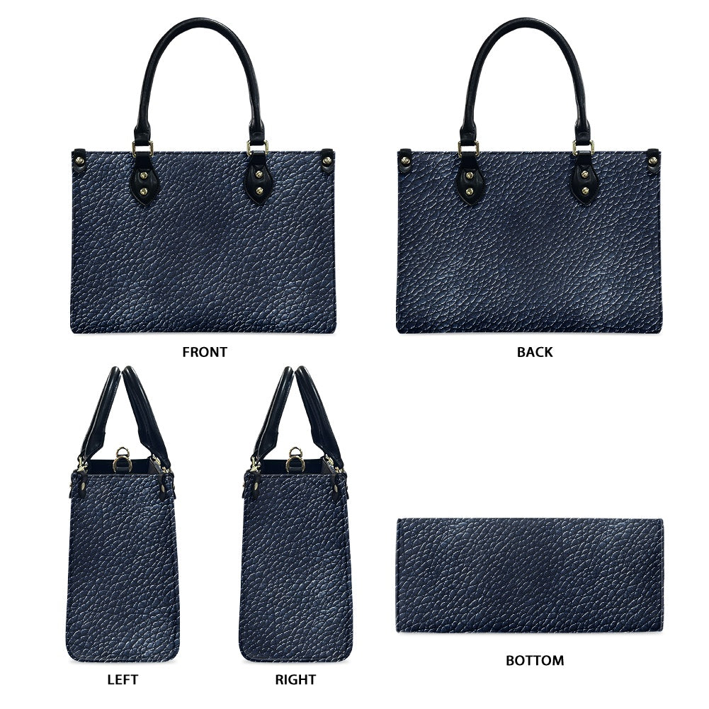 Navy Women's PU leather twill handbag