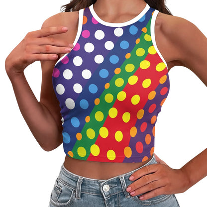 LGBTQ-Friendly Rainbow Polka Dot 
Tight Tank Top (short) by Luxtrini