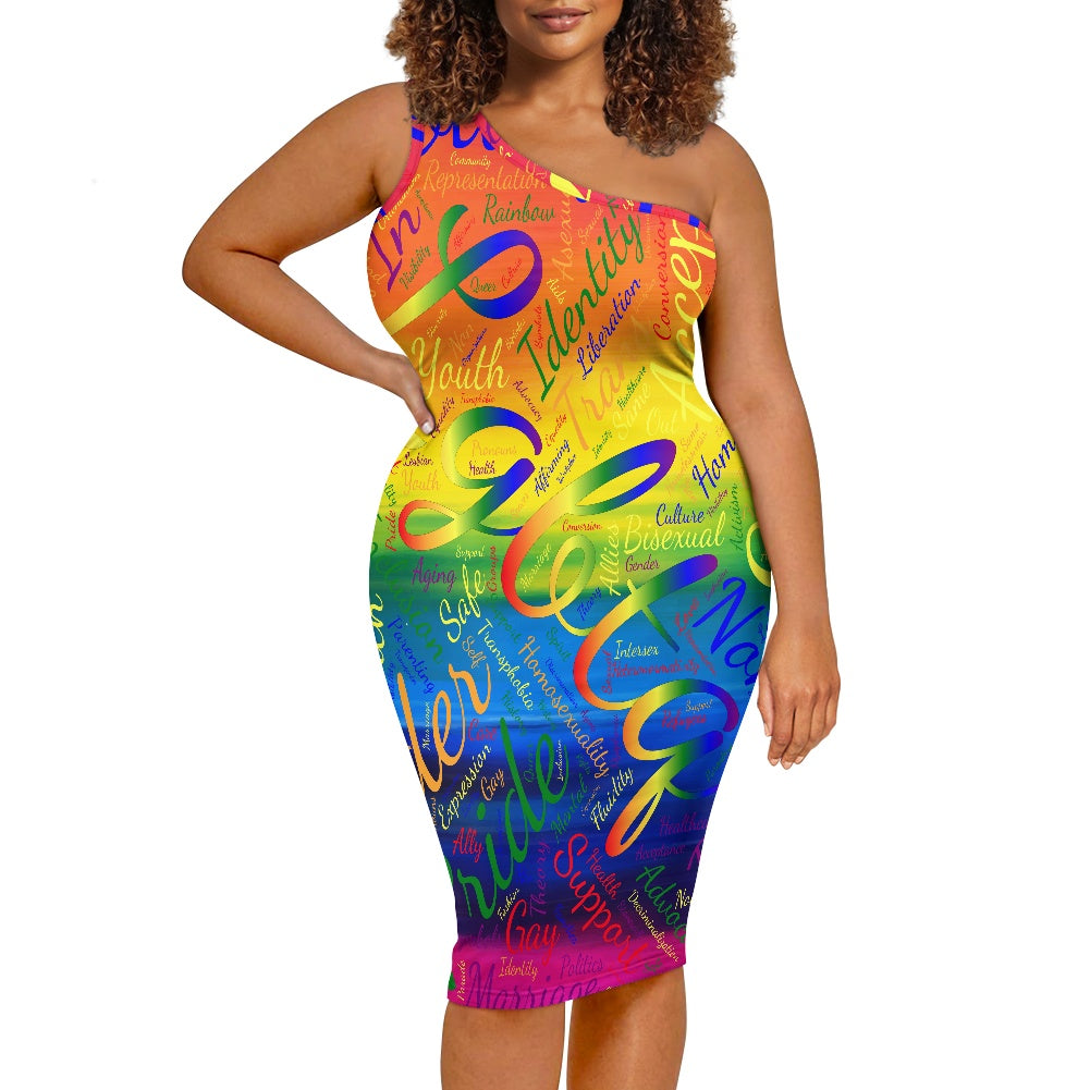 Discover Elegance: Luxtrini's One-Shoulder Slim Dress - LGBTQ Pride