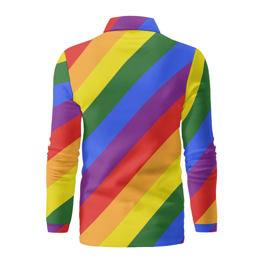 Rainbow Long Sleeve Polo Collar Shirt