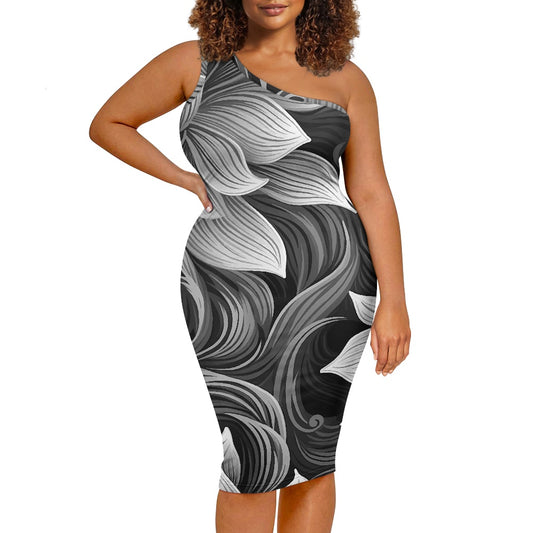 Discover Elegance: Luxtrini's One-Shoulder Slim Dress - Tropical Grey