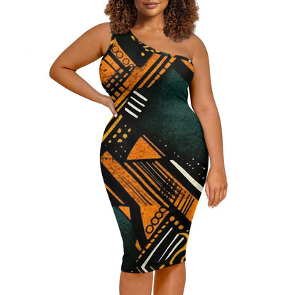 Discover Elegance: Luxtrini's One-Shoulder Slim Dress - Ethnic
