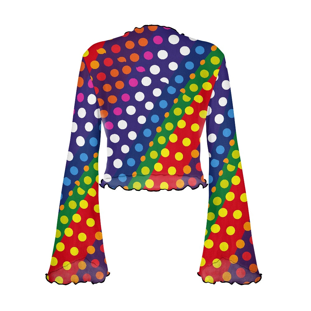 LGBTQ-Friendly Rainbow Polka Dot Women's Bell Sleeve Blouse by Luxtrini