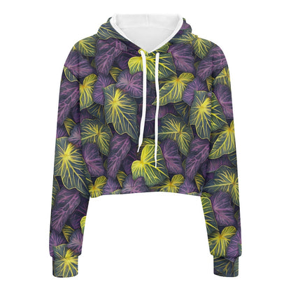 Women's midriff-baring sweatshirt - Tropical white