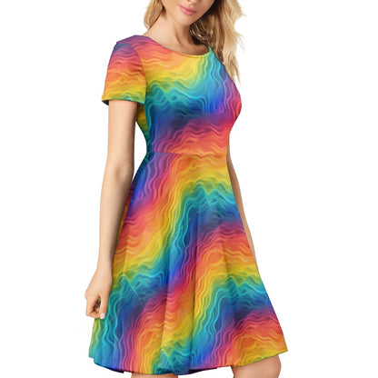 Rainbow Pride Scoop Neck Ruffle Dress | Vibrant, Handmade & Inclusive Sizing