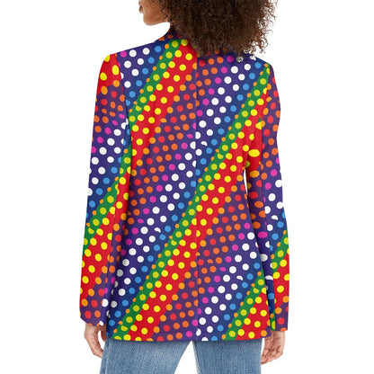 LGBTQ-Friendly Rainbow Polka Dot Ladies Casual Blazer by Luxtrini