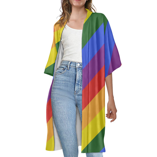 Rainbow Women's short-sleeved cloak white