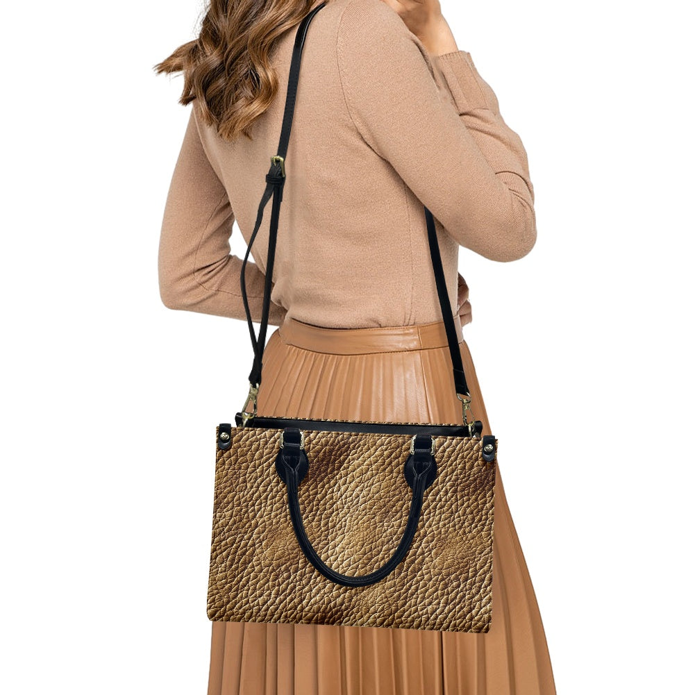 Golden Grain: Timeless Brown Leather for Women Women's PU Leather Twill Handbag