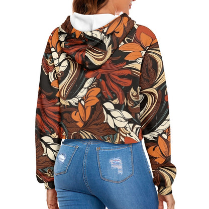 Women's midriff-baring sweatshirt - Floral Ethnic