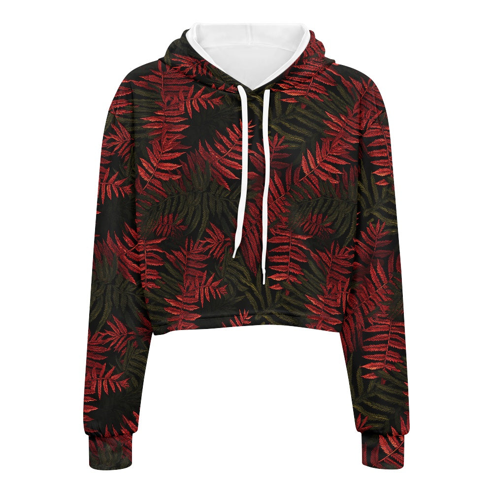 Women's midriff-baring sweatshirt - Tropical Reds white