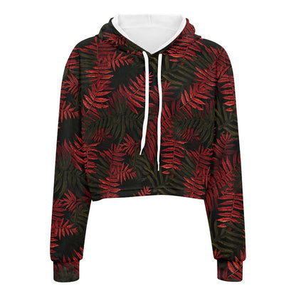Women's midriff-baring sweatshirt - Tropical Reds white