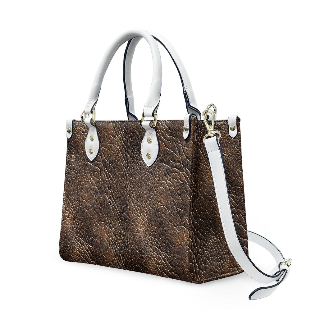 Mahogany Luxe: Premium Textured PU Leather Handbag Women's Twill