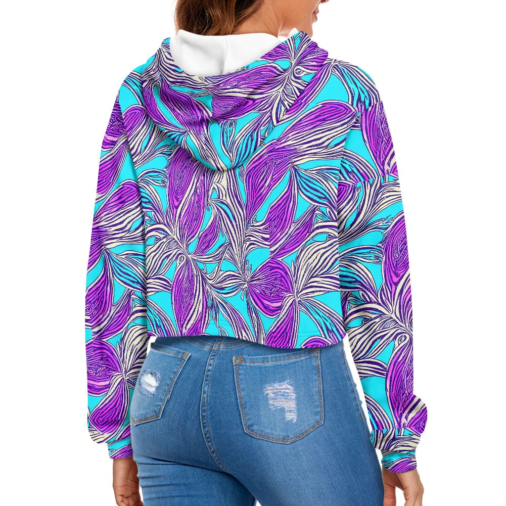 Women's midriff-baring sweatshirt - Abstract