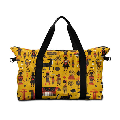 African Ethnic pattern on Yellow Lightweight luggage white ONESIZE