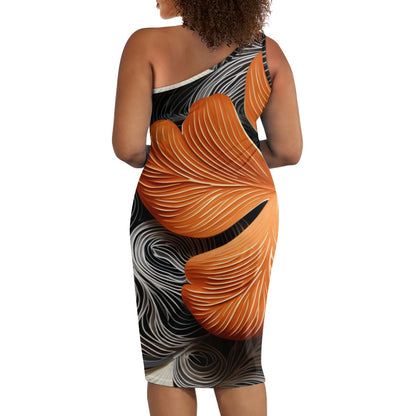 Discover Elegance: Luxtrini's One-Shoulder Slim Dress - Tropical Orange