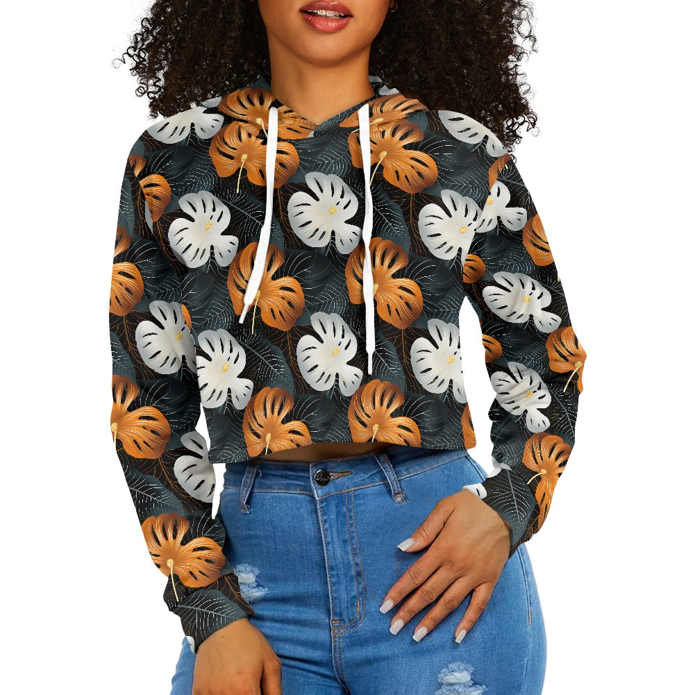 Women's midriff-baring sweatshirt - Tropical