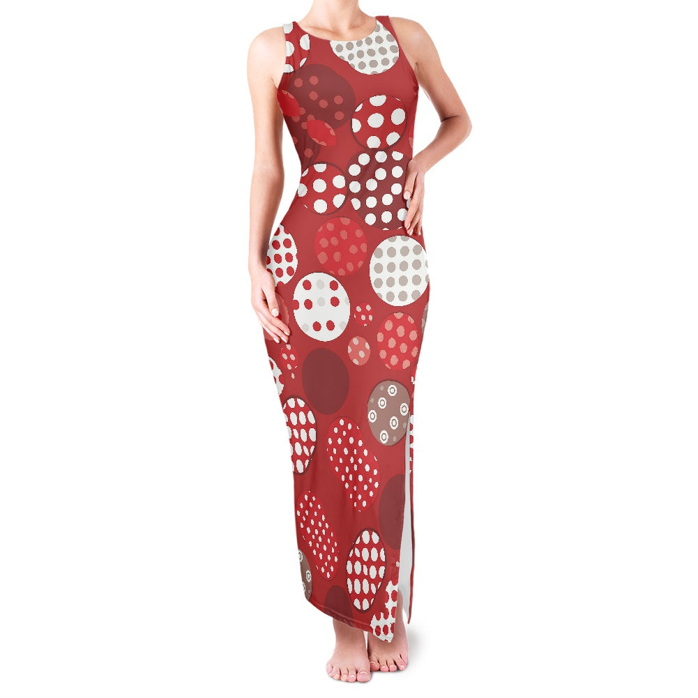 Round neck double slit sundress white