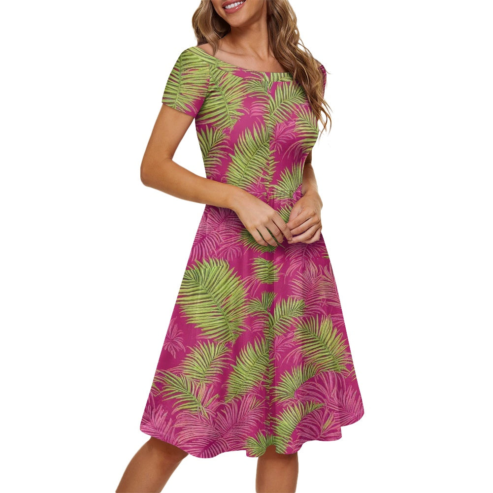 Off shoulder short sleeved dress