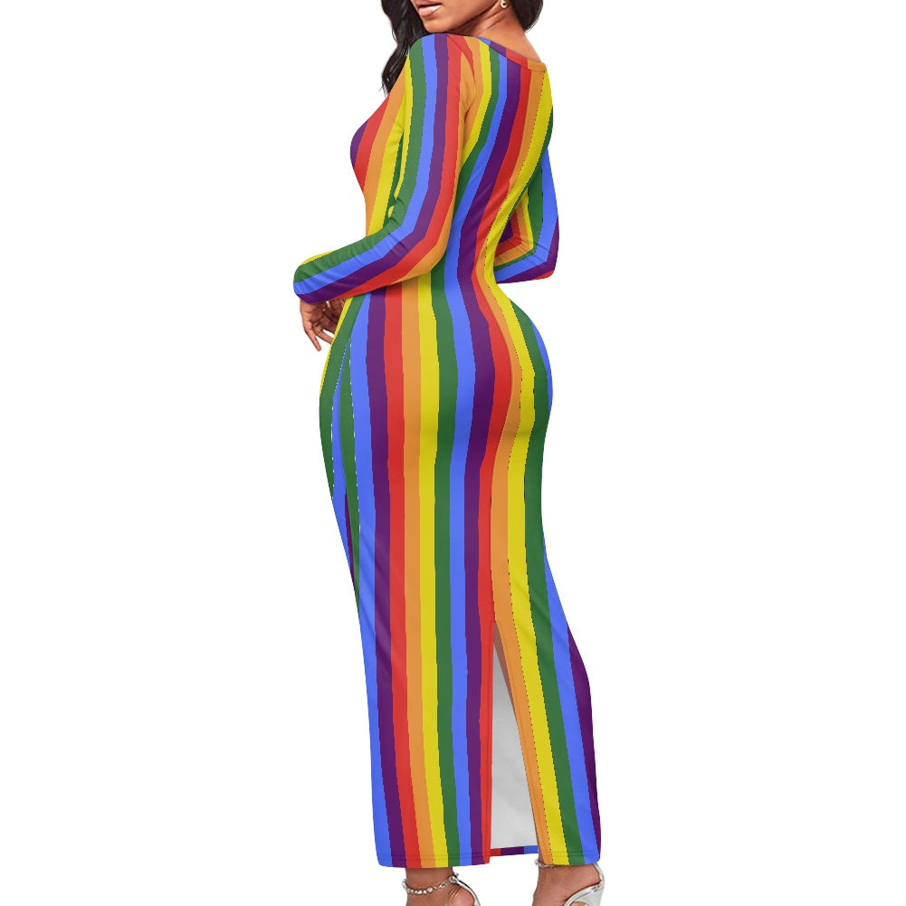 Rainbow Women's long-sleeved dress (extended)