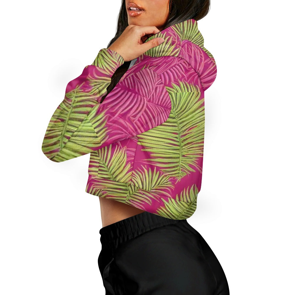 Women's long sleeve short hooded sweatshirt