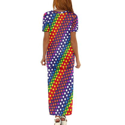 LGBTQ-Friendly Rainbow Polka Dot Guinea Style Maxi Dress Set by Luxtrini