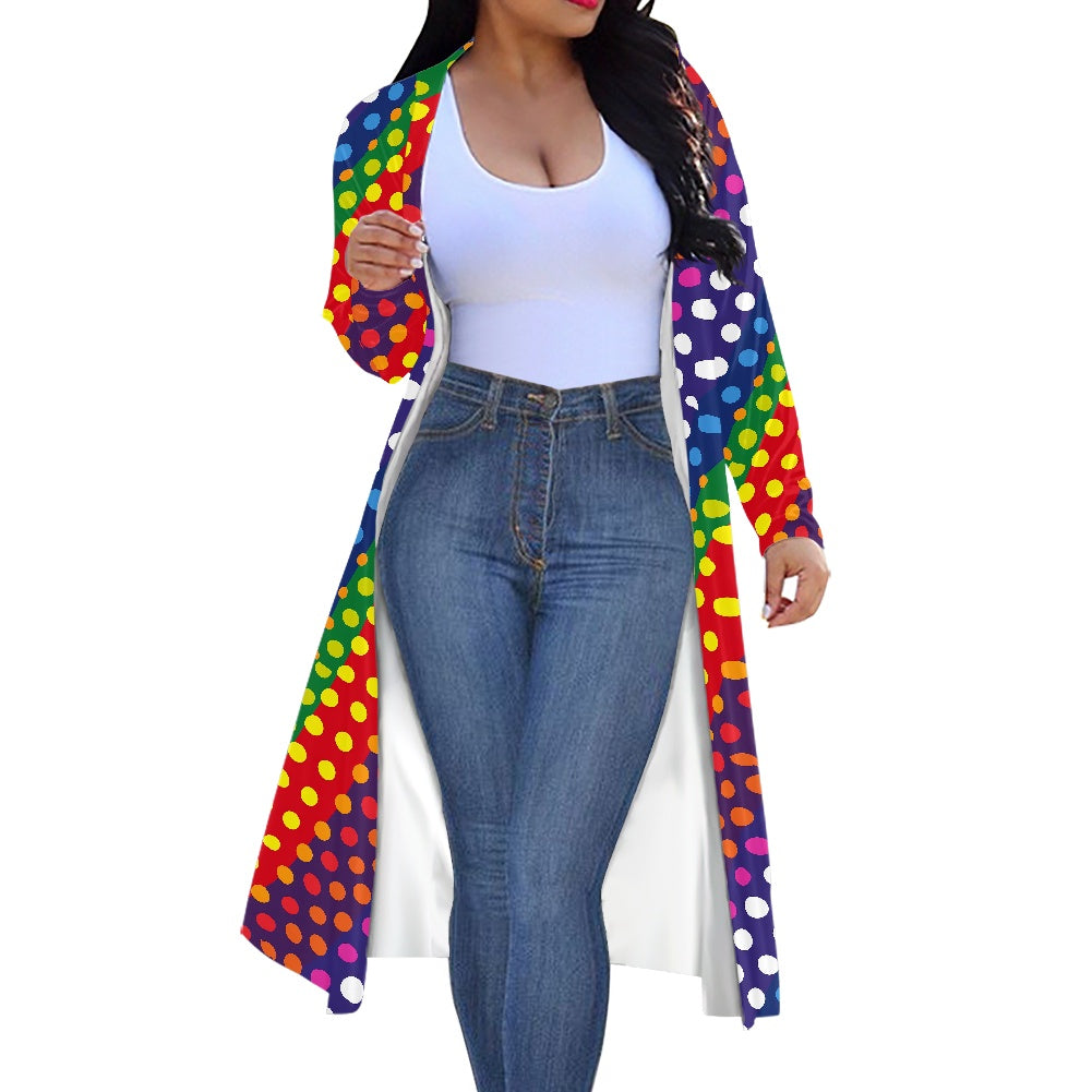 LGBTQ-Friendly Rainbow Polka Dot Women's Long-Sleeved Cloak by Luxtrini