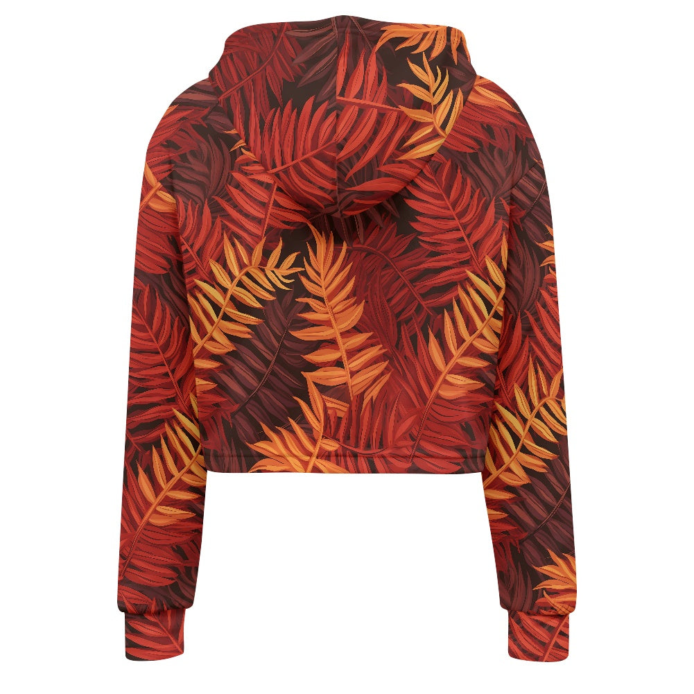 Women's midriff-baring sweatshirt Orange and Red Tropical